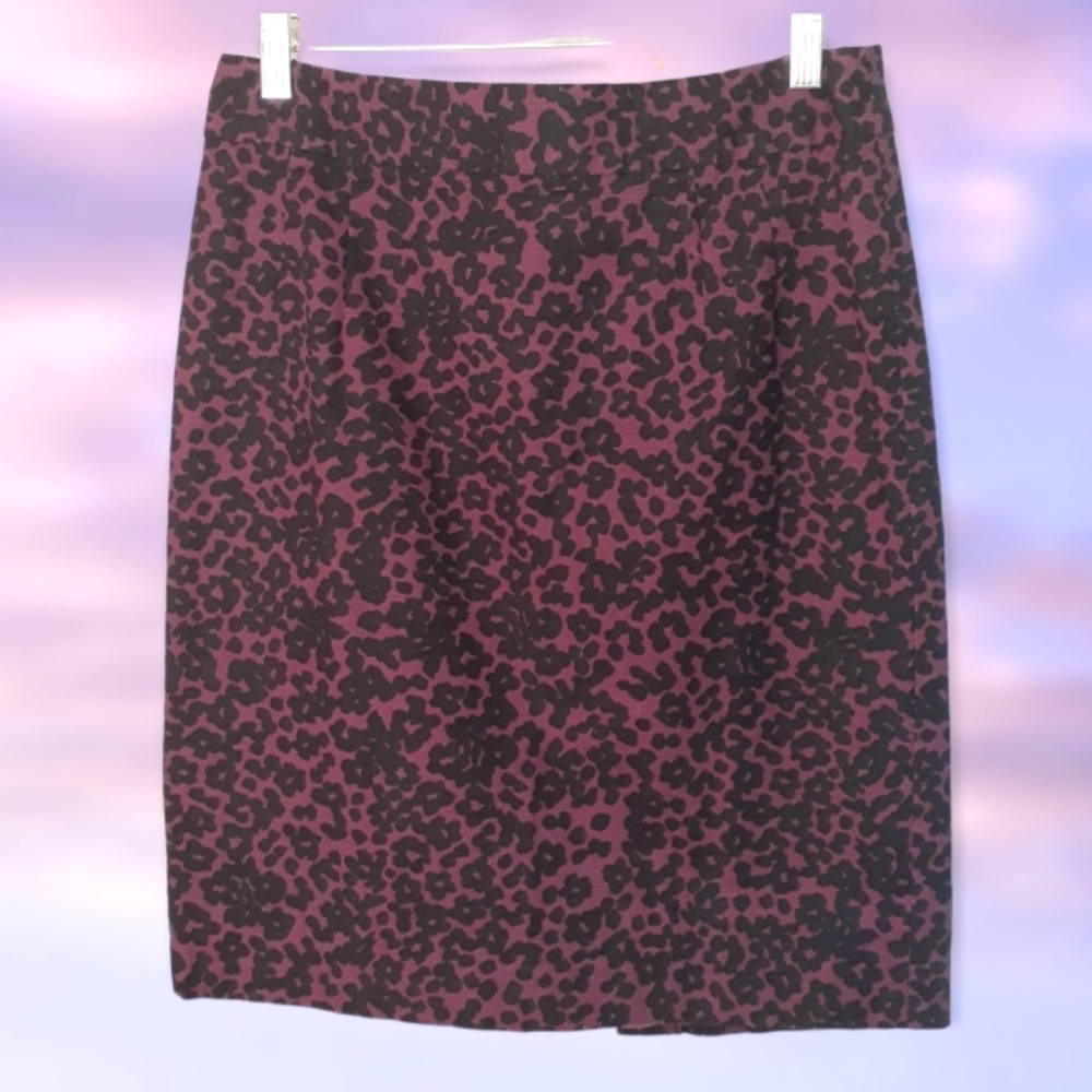 BANANA REPUBLIC Purple Leopard Print Pencil Miniskirt